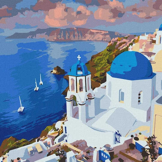 Ideyka Picturesque Santorini Painting by Numbers Kit